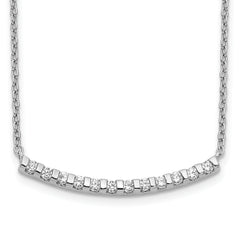 14k White Gold 1/4 carat Lab Grown Diamond VS/SI+ G+ Complete 18 inch Curved Bar Necklace