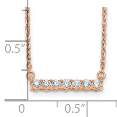 14k Rose Gold 1/4 carat Lab Grown Diamond VS/SI+ G+ Complete 18 inch Bar Necklace