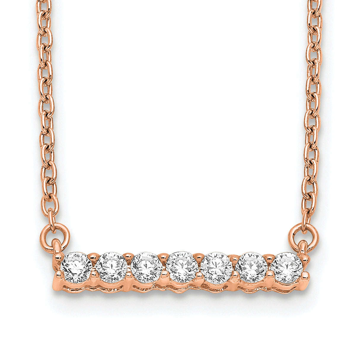 14k Rose Gold 1/4 carat Lab Grown Diamond VS/SI+ G+ Complete 18 inch Bar Necklace