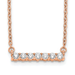 14k Rose Gold 1/4 carat Lab Grown Diamond VS/SI+ G+ Complete 18 inch Bar Necklace