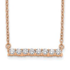 14k Rose Gold 1/3 carat Lab Grown Diamond VS/SI+ G+ Complete 18 inch Bar Necklace