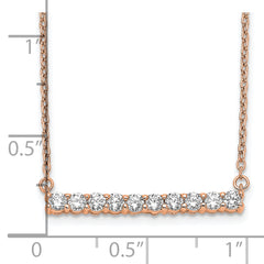 14k Rose Gold 1/2 carat Lab Grown Diamond VS/SI+ G+ Complete 18 inch Bar Necklace