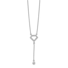 14k White Gold 1/4 carat Lab Grown Diamond VS/SI+ G+ Complete 18 inch Fashion Geometric Diamond Shape Dangle Necklace