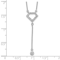 14k White Gold 1/4 carat Lab Grown Diamond VS/SI+ G+ Complete 18 inch Fashion Geometric Diamond Shape Dangle Necklace