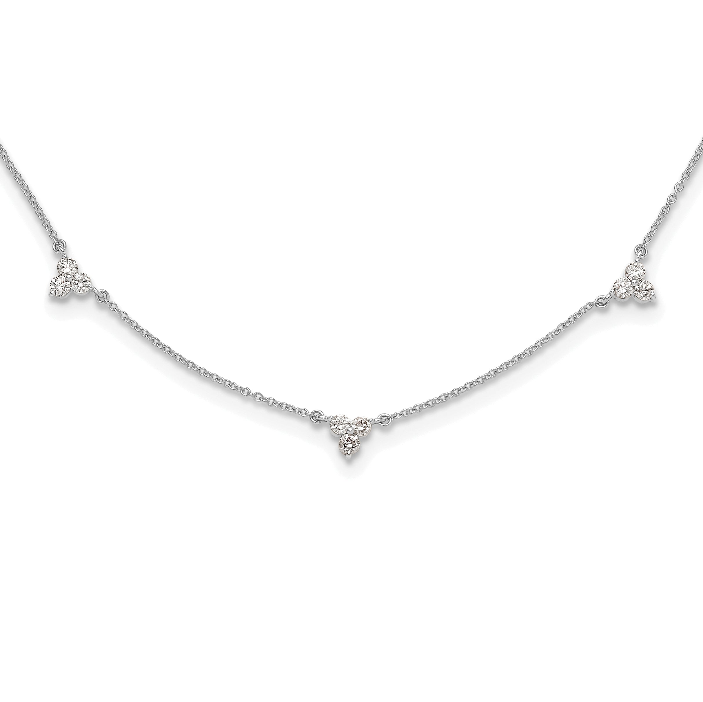 14k White Gold 1 carat Lab Grown Diamond VS/SI+ G+ Seven Station 18 inch Necklace