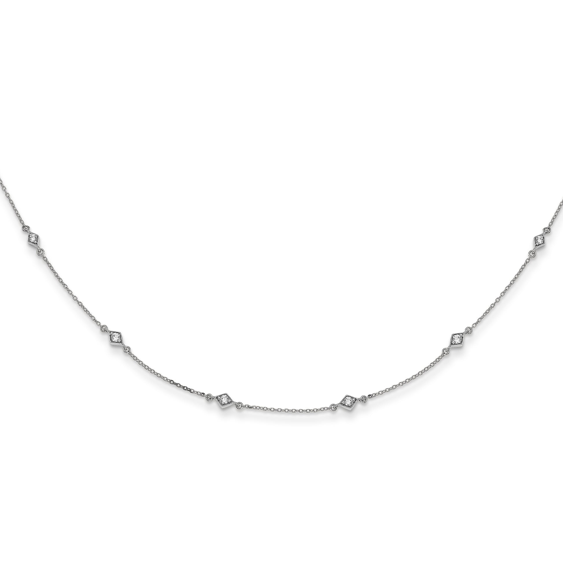 14k White Gold 1/2 carat Lab Grown Diamond VS/SI+ G+ Nine Station 18 inch Necklace