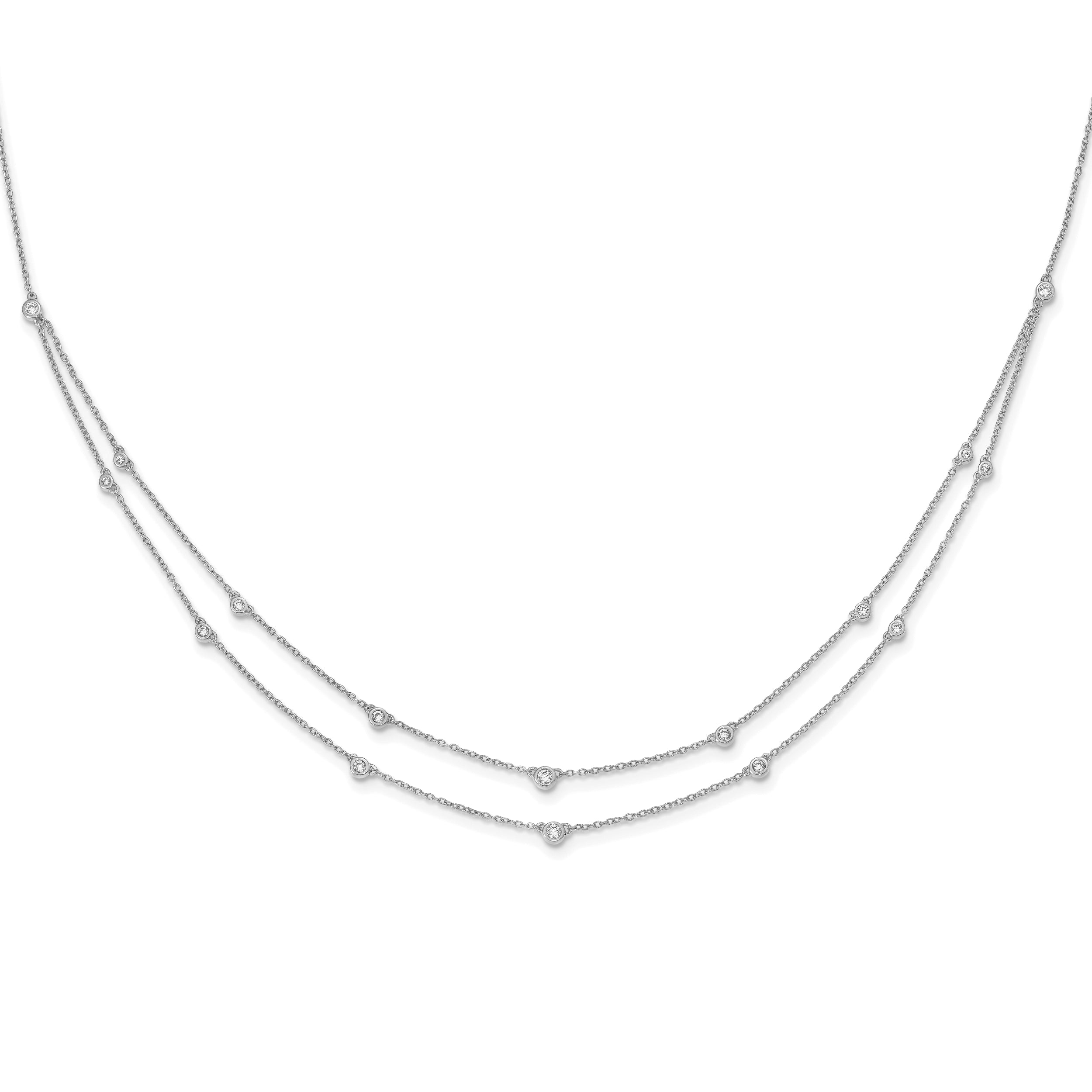 14k White Gold 1/2 carat Lab Grown Diamond VS/SI+ G+ Sixteen Station Double Strand 18 inch Necklace