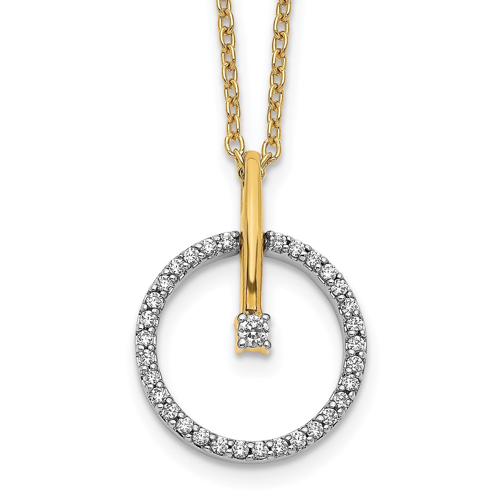 14k Two-Tone 1/5 carat Lab Grown Diamond VS/SI+ G+ Complete 18 inch Circle Necklace