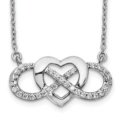 14k White Gold 1/5 carat Lab Grown Diamond VS/SI+ G+ Complete 18 inch Infinity Heart Necklace