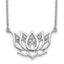 14k White Gold 1/15 carat Lab Grown Diamond VS/SI+ G+ Complete Lotus Flower 18 inch Necklace