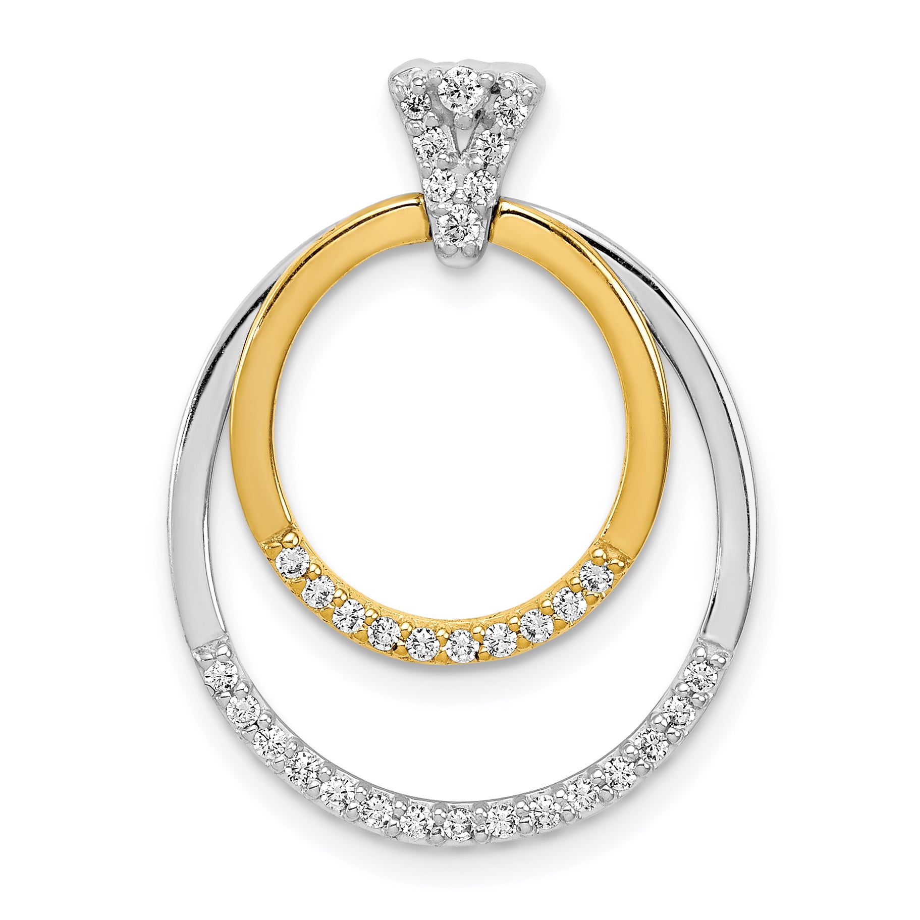 14k Two Tone 1/4 carat Lab Grown Diamond VS/SI+ G+ Complete Double Circle Dangle Pendant