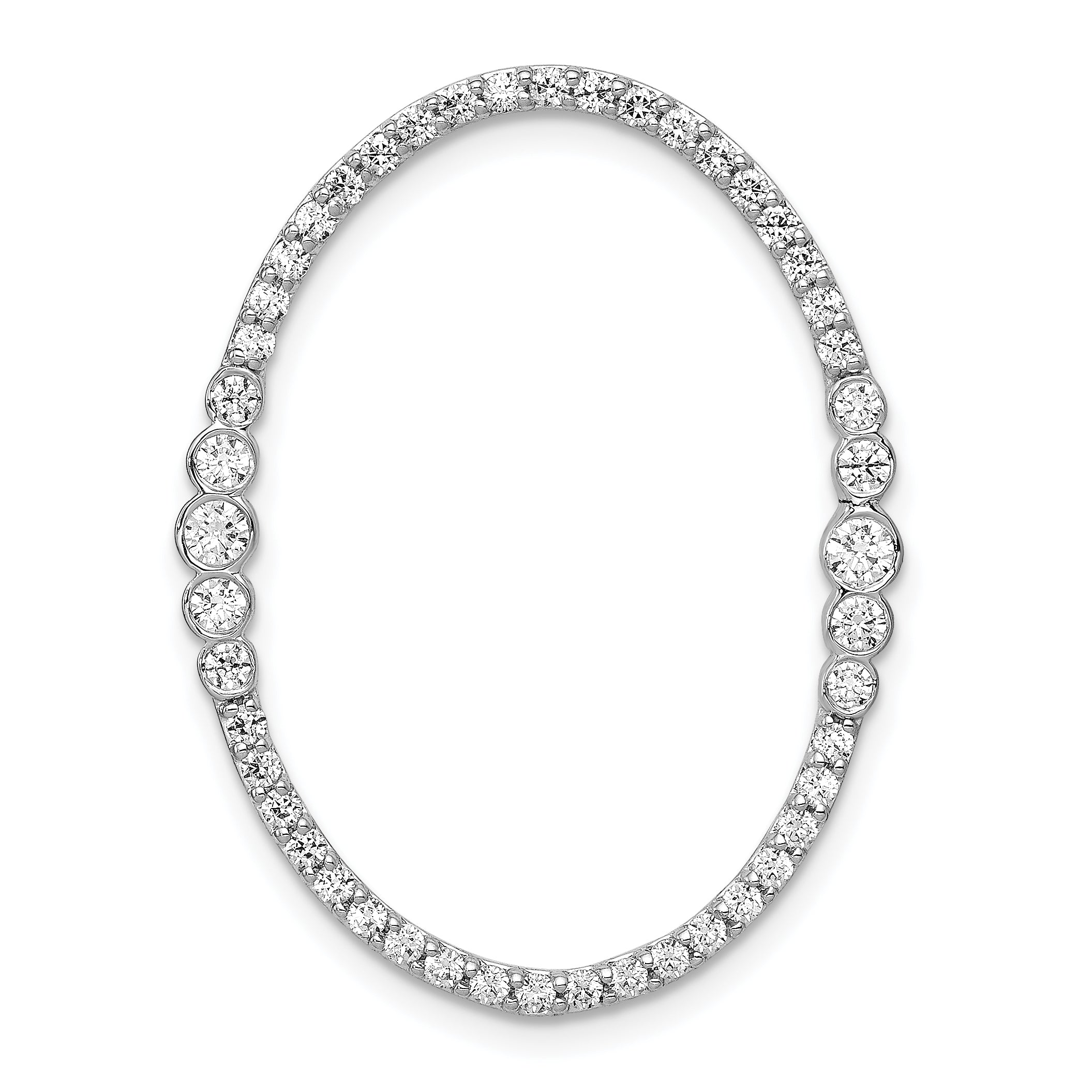 14k White Gold 3/4 carat Lab Grown Diamond VS/SI+ G+ Complete Oval Chain Slide Pendant