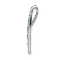 14k White Gold 1/5 carat Lab Grown Diamond VS/SI+ G+ and Lab Created Emerald Chain Slide Pendant