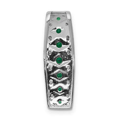 14k White Gold 1/5 carat Lab Grown Diamond VS/SI+ G+ and Lab Created Emerald Chain Slide Pendant