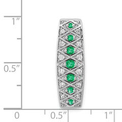 14k White Gold 1/5 carat Lab Grown Diamond VS/SI+ G+ and Lab Created Emerald Chain Slide Pendant