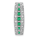 14k White Gold 1/5 carat Lab Grown Diamond VS/SI+ G+ and Lab Created Emerald Chain Slide Pendant