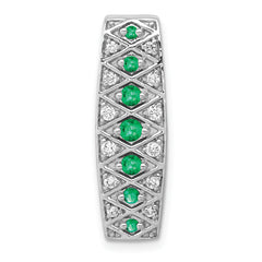 14k White Gold 1/5 carat Lab Grown Diamond VS/SI+ G+ and Lab Created Emerald Chain Slide Pendant