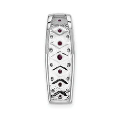 14k White Gold 1/5 carat Lab Grown Diamond VS/SI+ G+ and Lab Created Ruby Chain Slide Pendant
