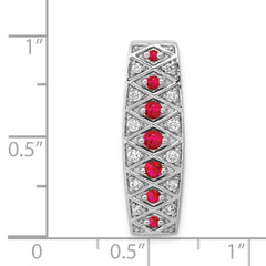 14k White Gold 1/5 carat Lab Grown Diamond VS/SI+ G+ and Lab Created Ruby Chain Slide Pendant