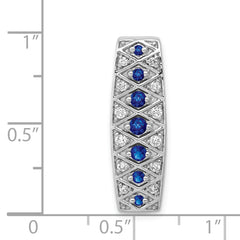 14k White Gold 1/5 carat Lab Grown Diamond VS/SI+ G+ and Lab Created Blue Sapphire Chain Slide Pendant