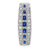 14k White Gold 1/5 carat Lab Grown Diamond VS/SI+ G+ and Lab Created Blue Sapphire Chain Slide Pendant