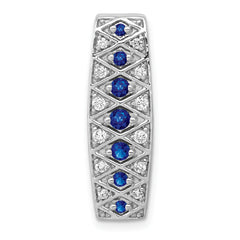 14k White Gold 1/5 carat Lab Grown Diamond VS/SI+ G+ and Lab Created Blue Sapphire Chain Slide Pendant