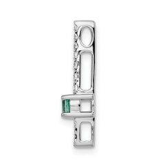 14k White Gold 1/6 carat Lab Grown Diamond VS/SI+ G+ and Lab Created Emerald Chain Slide Pendant