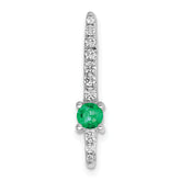 14k White Gold 1/6 carat Lab Grown Diamond VS/SI+ G+ and Lab Created Emerald Chain Slide Pendant