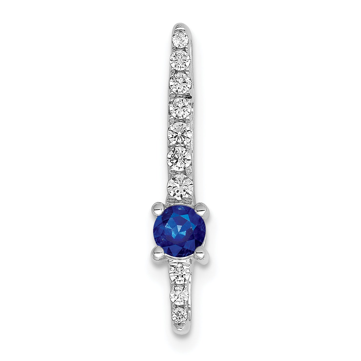14k White Gold 1/6 carat Lab Grown Diamond VS/SI+ G+ and Lab Created Blue Sapphire Chain Slide Pendant