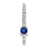 14k White Gold 1/6 carat Lab Grown Diamond VS/SI+ G+ and Lab Created Blue Sapphire Chain Slide Pendant