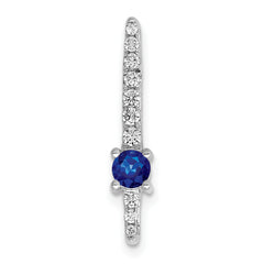 14k White Gold 1/6 carat Lab Grown Diamond VS/SI+ G+ and Lab Created Blue Sapphire Chain Slide Pendant