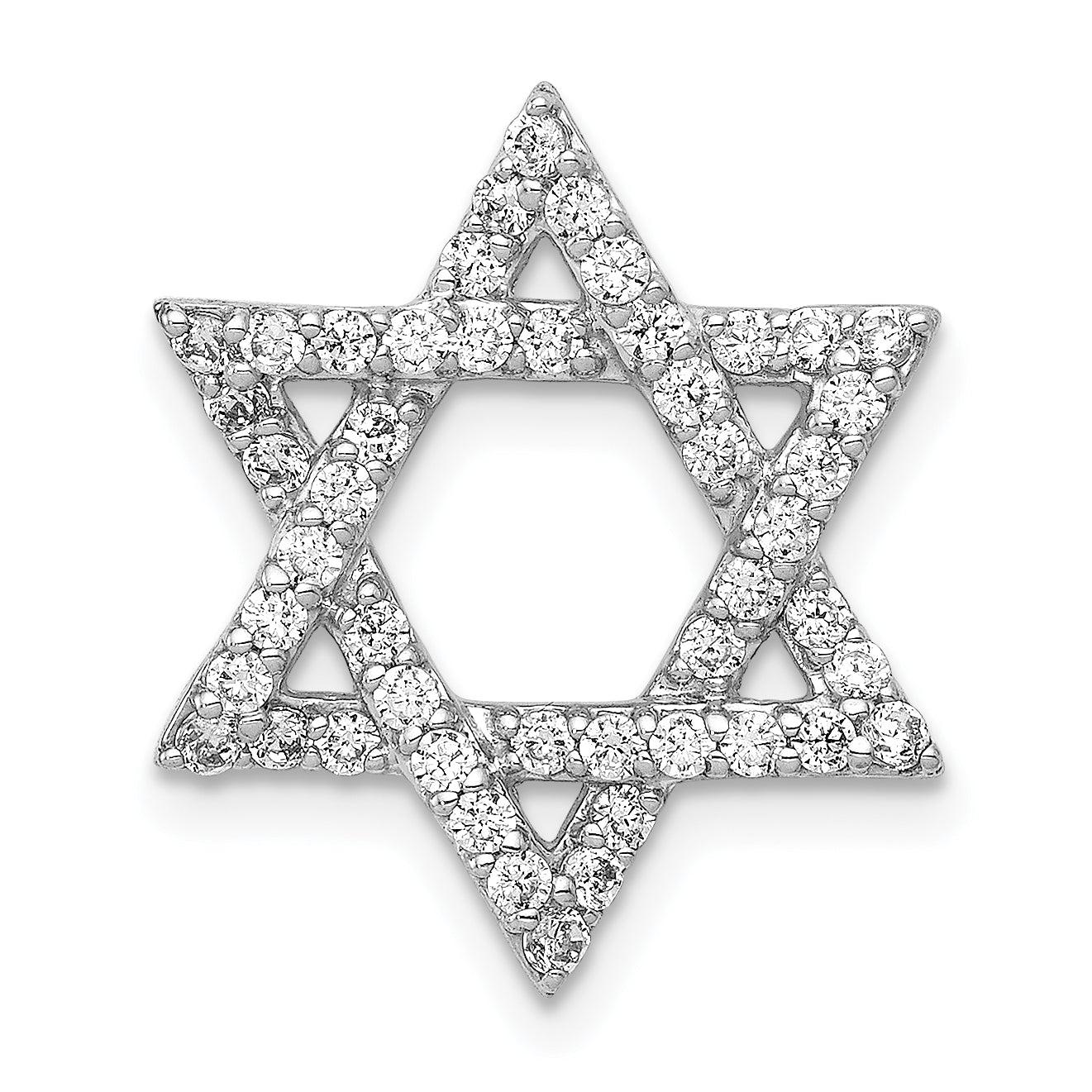14k White Gold 1/2 carat Lab Grown Diamond VS/SI+ G+ Complete Star of David Chain Slide Pendant