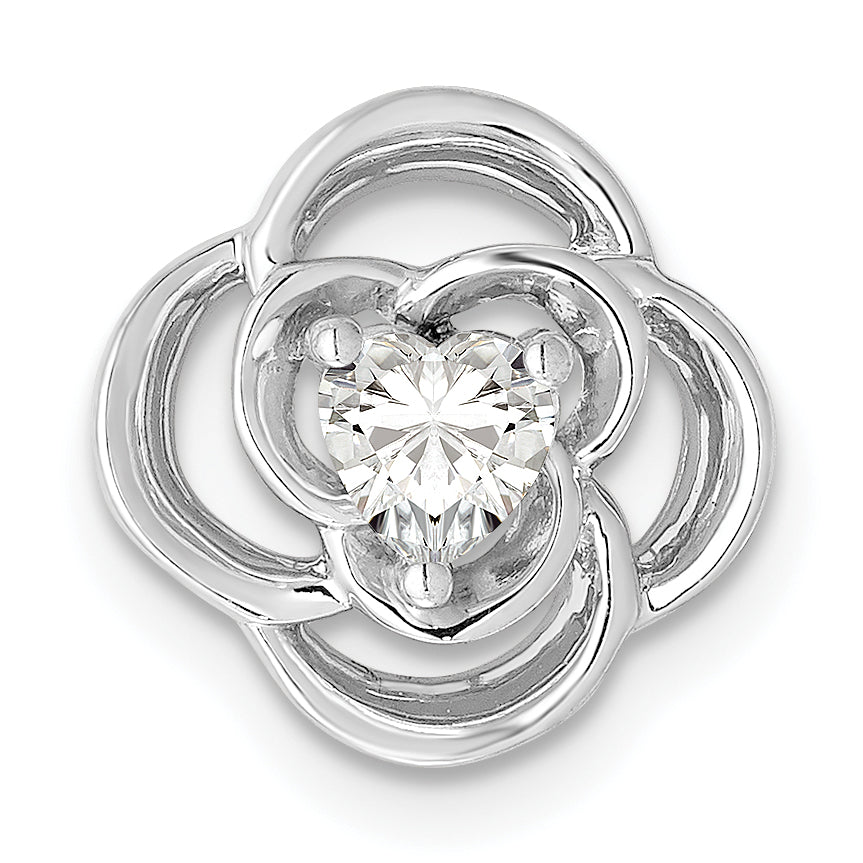 14k White Gold 1/4 carat Lab Grown Diamond VS/SI+ G+ Complete Flower Chain Slide Pendant