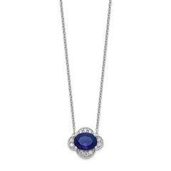 14k White Gold 1/5 carat Lab Grown Diamond VS/SI+ G+ and Created Sapphire Complete 18 inch Necklace
