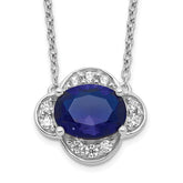 14k White Gold 1/5 carat Lab Grown Diamond VS/SI+ G+ and Created Sapphire Complete 18 inch Necklace
