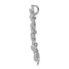 14k White Gold 1/8 carat Diamond Four Flower Chain Slide