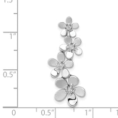 14k White Gold 1/8 carat Diamond Four Flower Chain Slide