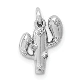 14k White Gold Diamond Cactus Pendant
