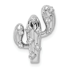 14k White Gold 1/10 carat Diamond Cactus Chain Slide