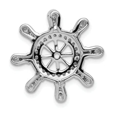 14k White Gold 1/4 carat Diamond Ship Wheel Pendant