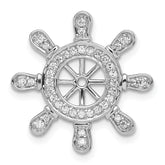 14k White Gold 1/4 carat Diamond Ship Wheel Pendant