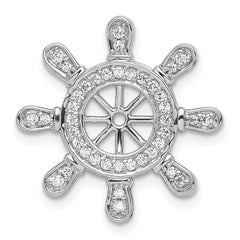 14k White Gold 1/4 carat Diamond Ship Wheel Pendant