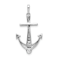 14k White Gold 1/4 carat Diamond Anchor Pendant