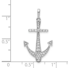 14k White Gold 1/4 carat Diamond Anchor Pendant