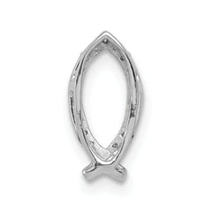 14k White Gold 1/15 carat Diamond Ichthus Fish Chain Slide