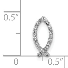 14k White Gold 1/15 carat Diamond Ichthus Fish Chain Slide