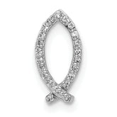 14k White Gold 1/15 carat Diamond Ichthus Fish Chain Slide
