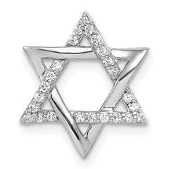 14k White Gold 1/8 carat Diamond Star of David Chain Slide