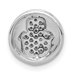 14k White Gold 1/10 carat Diamond Hamsa Round Chain Slide