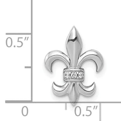 14k White Gold Diamond Fleur de Lis Chain Slide